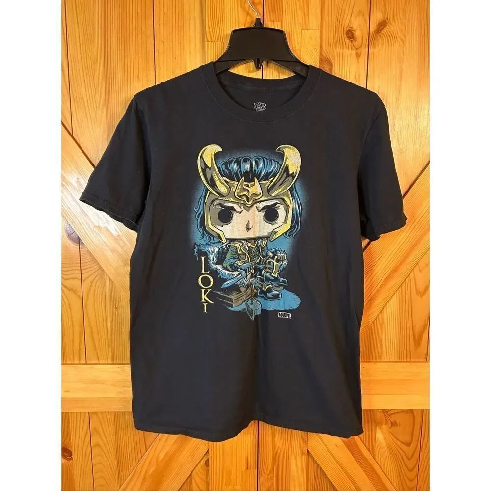 LOKI FUNKO POP T-SHIRT Marvel Comics Black Throne Short Sleeve Size Medium (8338